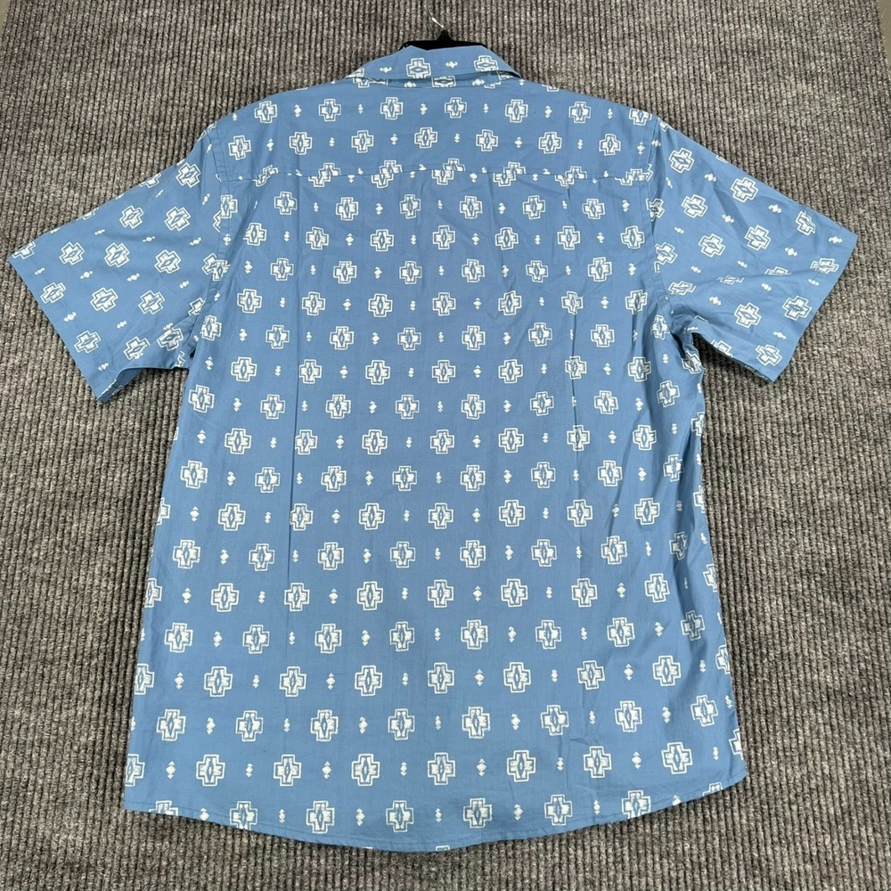 Pendleton Shirt Mens Large Blue Geometric Short Sleeve Button Comfort New - Picture 14 of 15